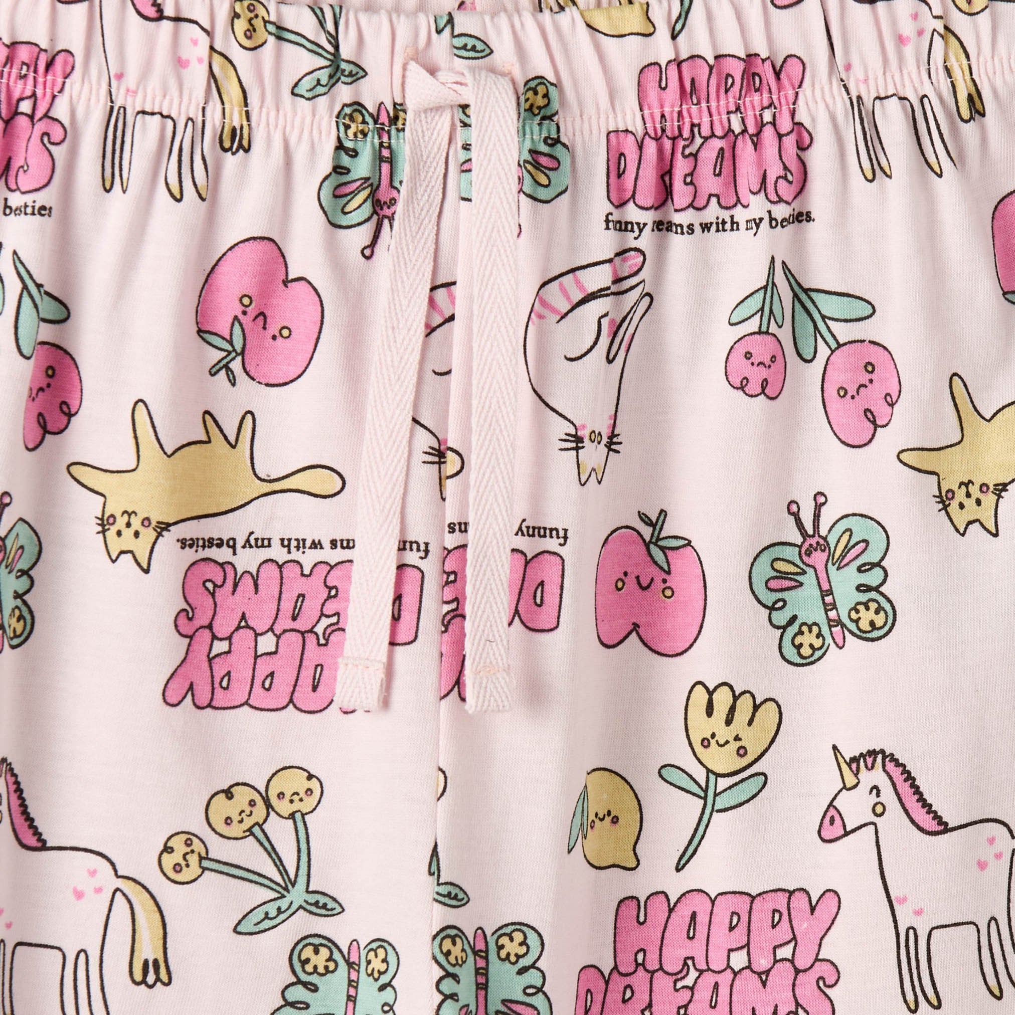 Juniors Cotton Crew Neck Long Sleeves Pyjama Set with Print