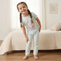 Juniors Cotton Crew Neck Short Sleeves Pyjama Set with Floral Print-undefined-image-1