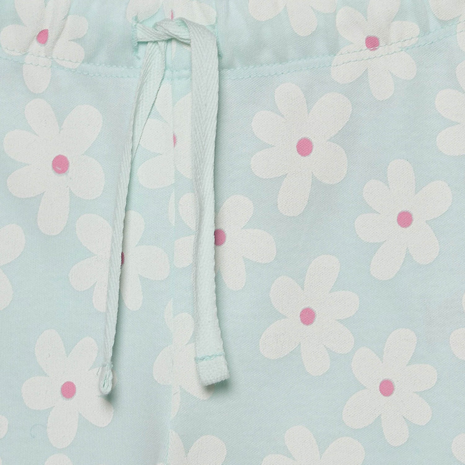 Juniors Cotton Crew Neck Short Sleeves Pyjama Set with Floral Print