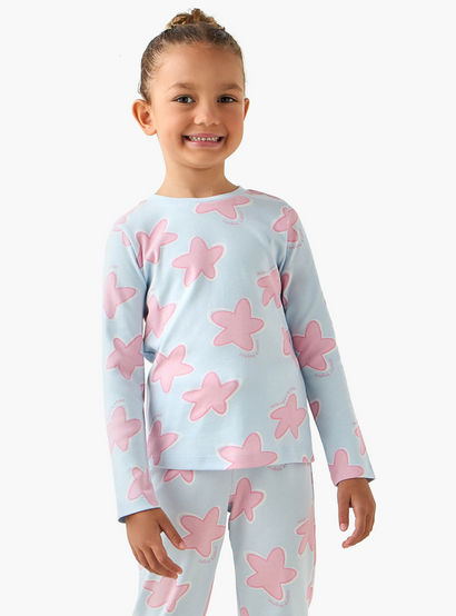 Juniors Cotton Crew Neck Long Sleeves Pyjama Set with Star Print-promo_babyshop_Buy2for69_UAE130126-image-2