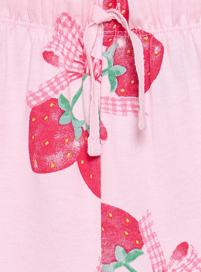 Juniors Cotton Crew Neck Short Sleeves Pyjama Set with Strawberry Print-girls-clothing-nightwear-image-6