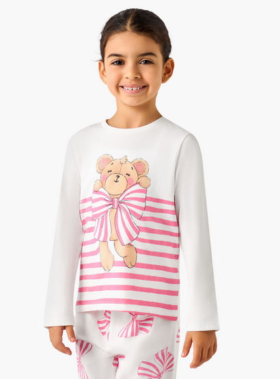 Juniors Cotton Crew Neck Long Sleeves Pyjama Set with Bear Print-promo_babyshop_Buy2for69_UAE130126-image-2