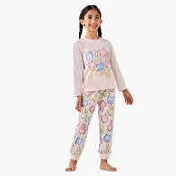 Juniors Cotton Crew Neck Long Sleeves Pyjama Set with Graphic Print-undefined-image-1