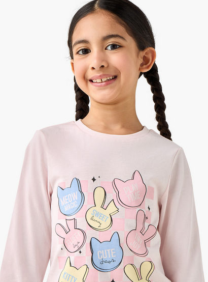 Juniors Cotton Crew Neck Long Sleeves Pyjama Set with Graphic Print-promo_babyshop_Buy2for69_UAE130126-image-5