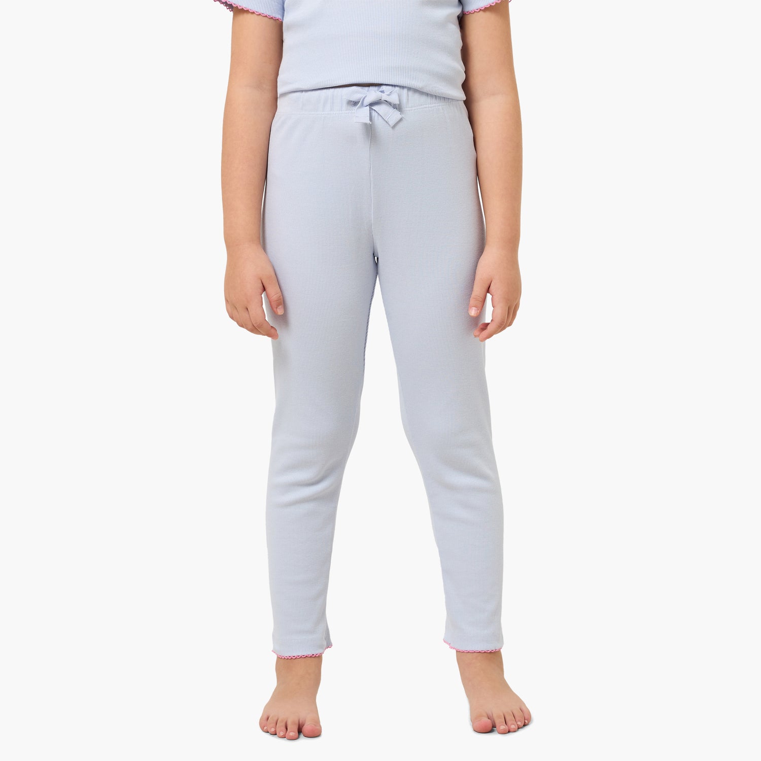 Juniors Cotton Round Neck Short Sleeves Pyjama Set with Bow Embroidery