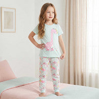 Juniors Cotton Crew Neck Short Sleeves Pyjama Set with Dinosaur Print-undefined-image-1