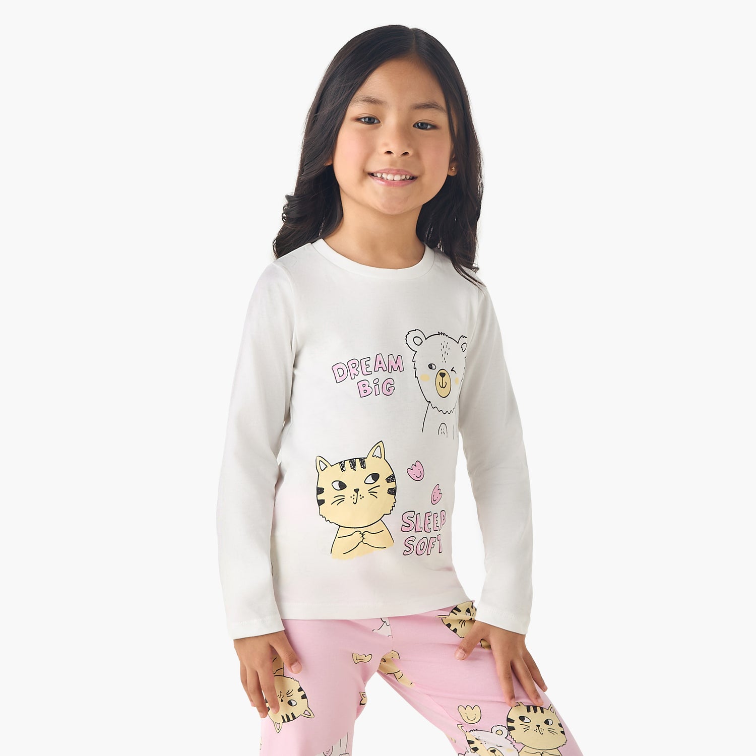 Juniors Cotton Long Sleeves Pyjama Set with Graphic Print