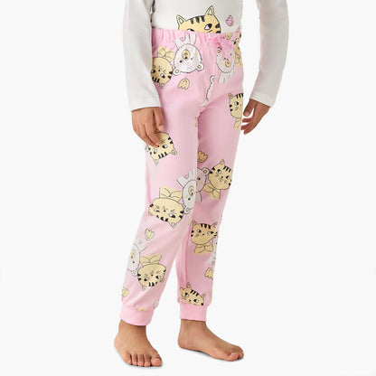 Juniors Cotton Long Sleeves Pyjama Set with Graphic Print