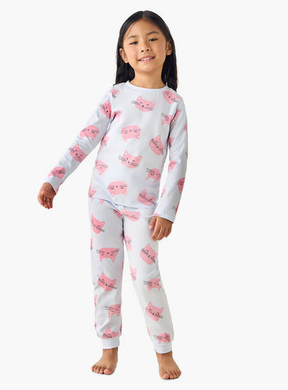 Juniors Cotton Crew Neck Long Sleeves Pyjama Set with Cat Print-promo_babyshop_Buy2for69_UAE130126-image-1