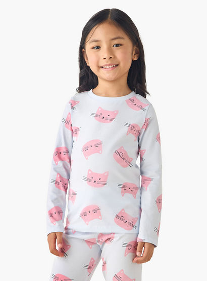 Juniors Cotton Crew Neck Long Sleeves Pyjama Set with Cat Print-promo_babyshop_Buy2for69_UAE130126-image-2