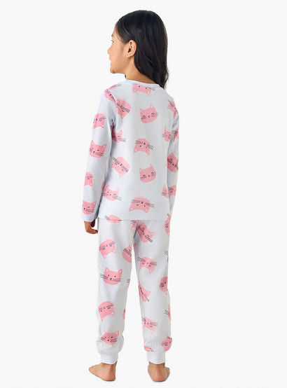 Juniors Cotton Crew Neck Long Sleeves Pyjama Set with Cat Print-promo_babyshop_Buy2for69_UAE130126-image-4