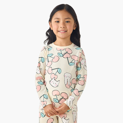 Juniors Cotton Crew Neck Long Sleeves Pyjama Set with Print