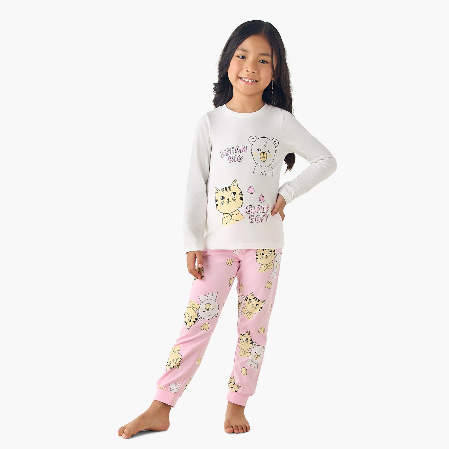 Pack of 3 Juniors Cotton Long Sleeves Pyjama Set with Graphic Print