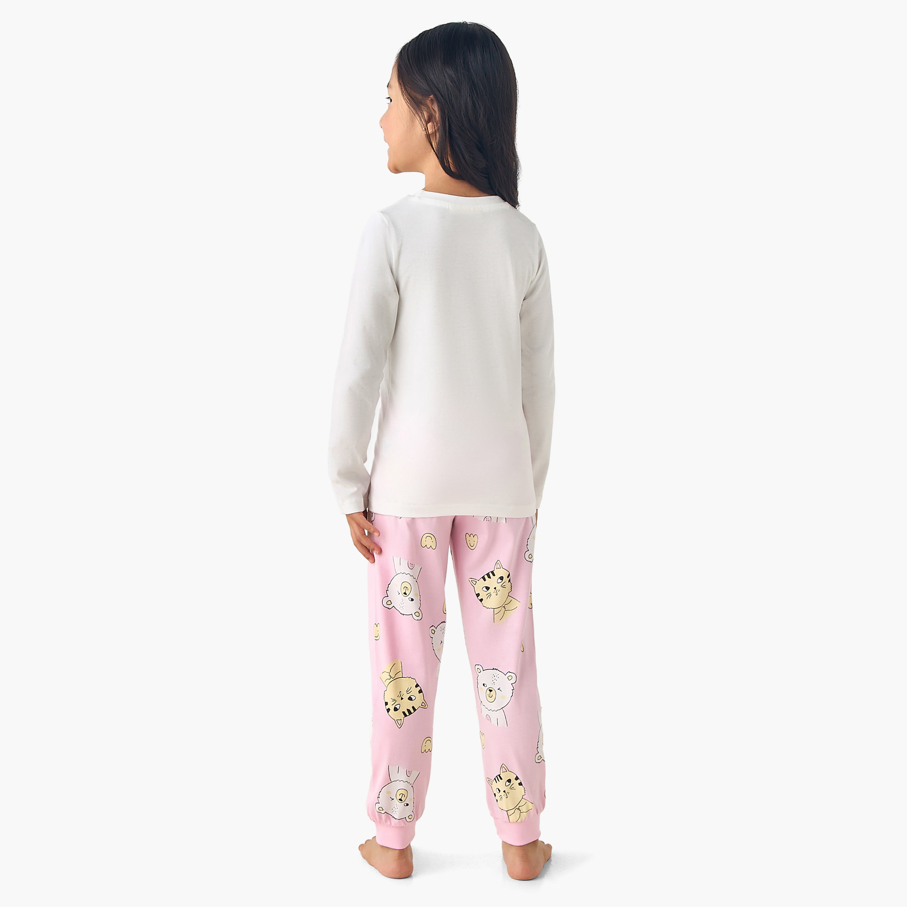 Pack of 3 Juniors Cotton Long Sleeves Pyjama Set with Graphic Print
