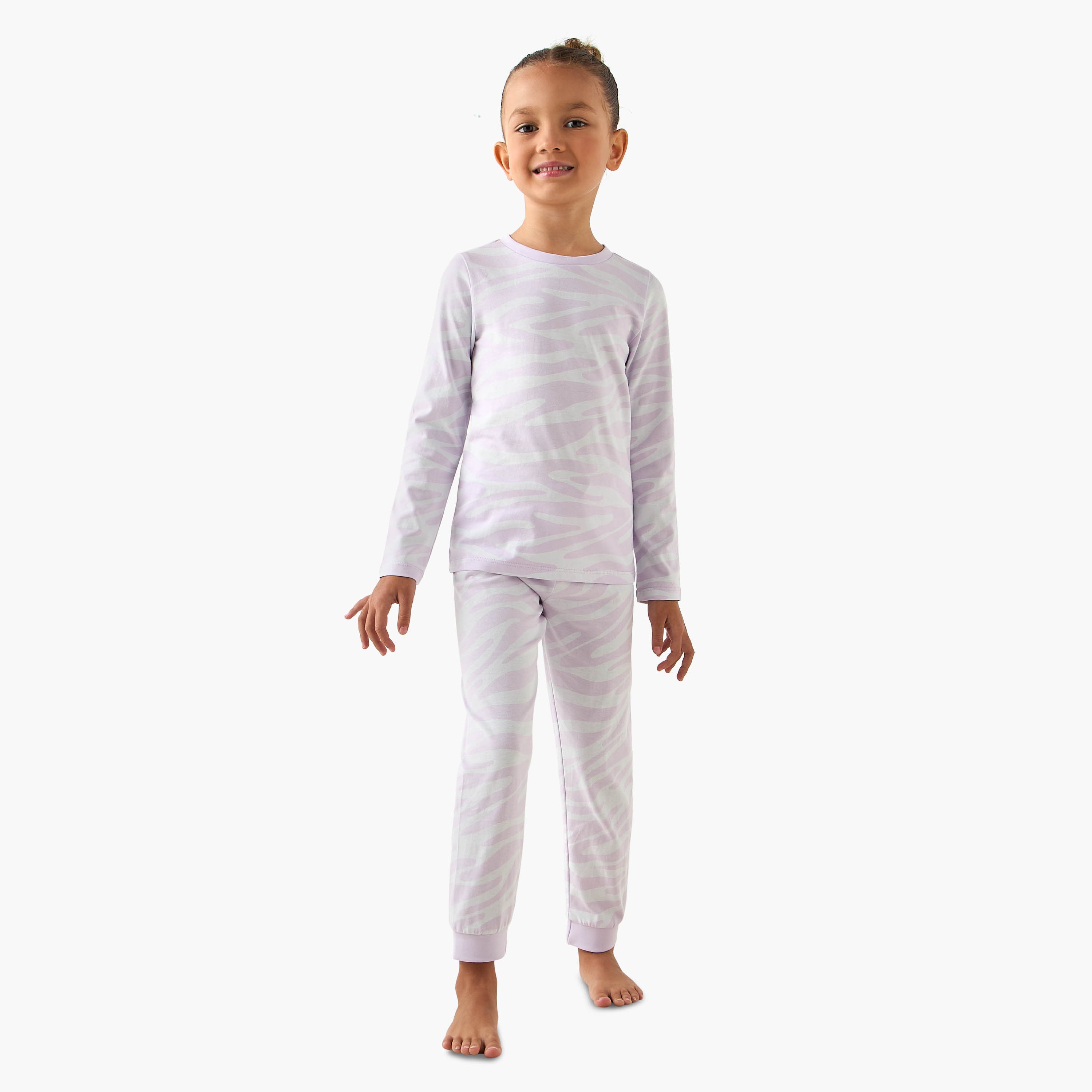 Pack of 3 Juniors Cotton Crew Neck Long Sleeves Pyjama Set with Assorted Prints