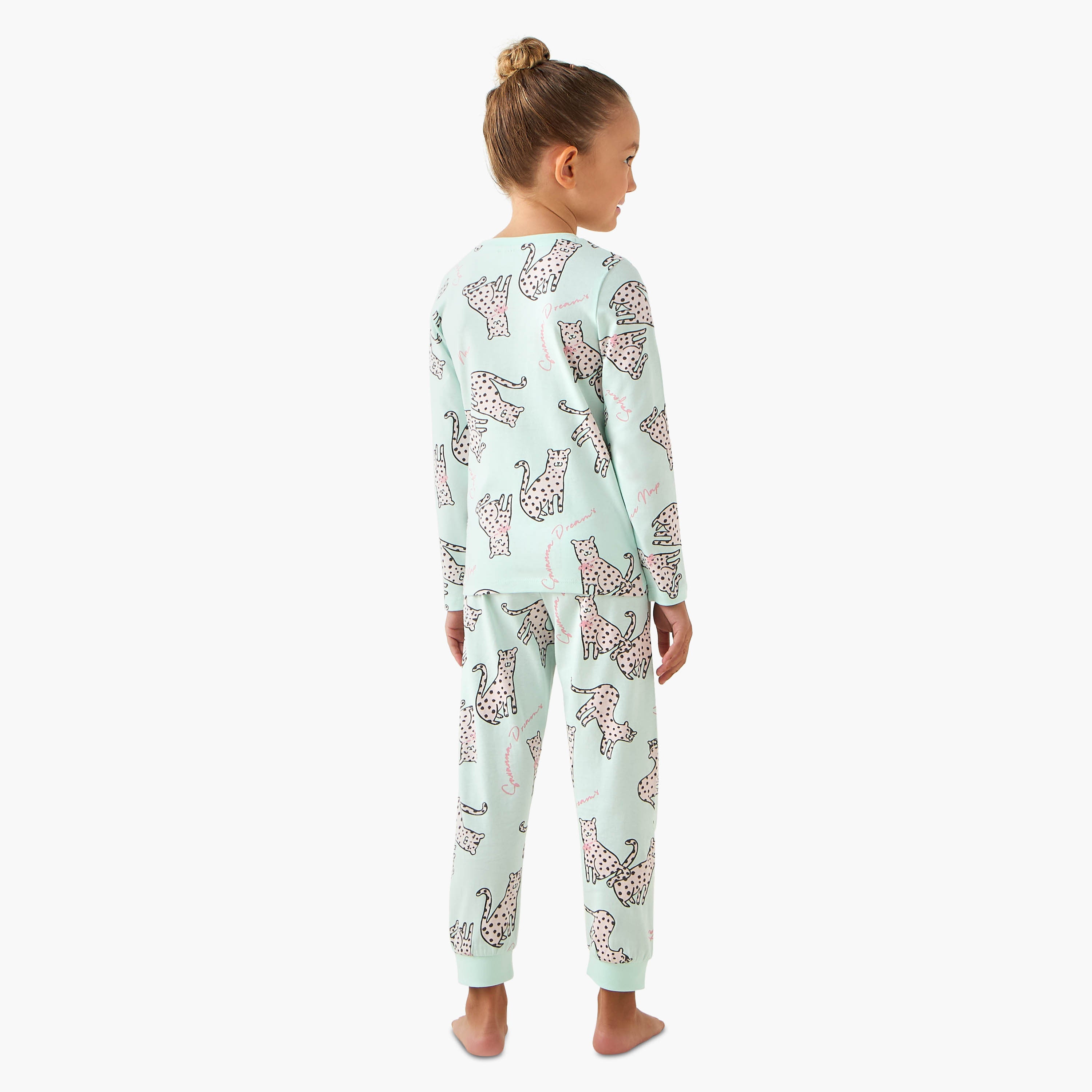 Pack of 3 Juniors Cotton Crew Neck Long Sleeves Pyjama Set with Assorted Prints