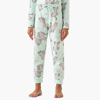 Pack of 3 Juniors Cotton Crew Neck Long Sleeves Pyjama Set with Assorted Prints