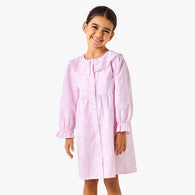 Juniors Cotton Peter Pan Collar Long Sleeves Night Dress with Schiffli Embroidery-undefined-image-1