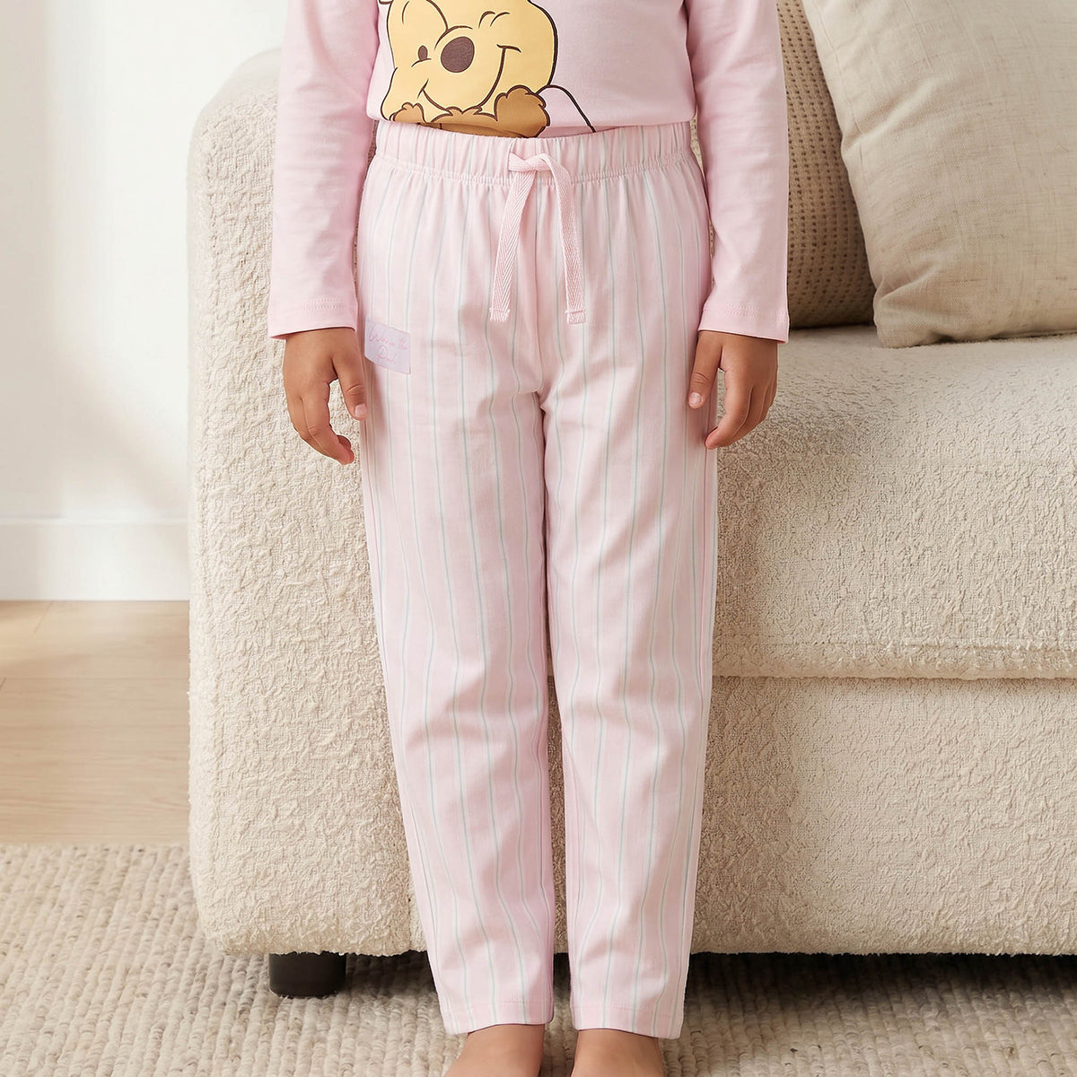 Disney Cotton Crew Neck Long Sleeves Pyjama Set with Winnie The Pooh Print