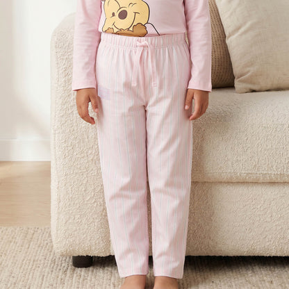 Disney Cotton Crew Neck Long Sleeves Pyjama Set with Winnie The Pooh Print
