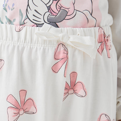 Disney Cotton Round Neck Long Sleeves Pyjama Set with Eye Mask and Minnie Mouse Print