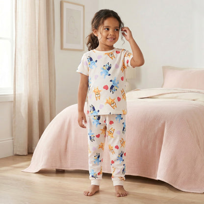 Pack of 2 Bluey Cotton Crew Neck Short Sleeves Pyjama Set with Print
