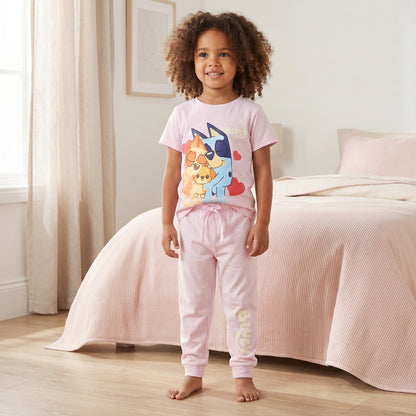 Pack of 2 Bluey Cotton Crew Neck Short Sleeves Pyjama Set with Print