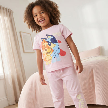 Pack of 2 Bluey Cotton Crew Neck Short Sleeves Pyjama Set with Print