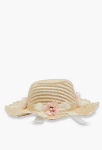 Juniors Hat with Floral Bow Detail-undefined-image-1