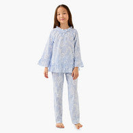 Juniors Cotton Ruffled Neck Long Sleeves Pyjama Set with Floral Print-undefined-image-1