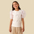 Juniors Crew Neck Short Sleeve T-shirt with Embellishment - White / 10-11 yrs