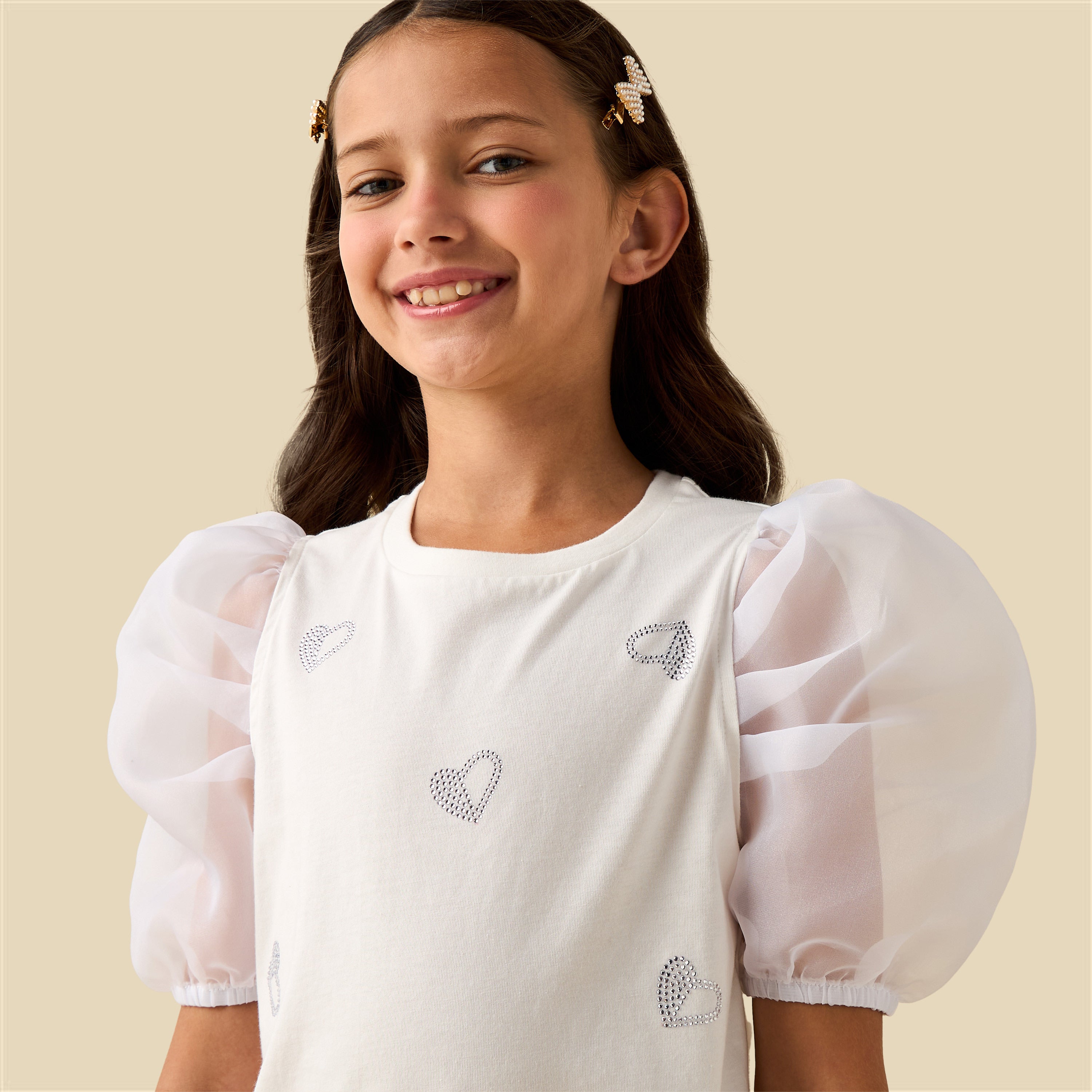 Juniors Crew Neck Short Sleeve T-shirt with Embellishment