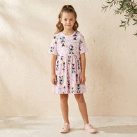 Disney Round Neck Short Sleeves Knee Length Dress with Minnie Mouse Print-undefined-image-1