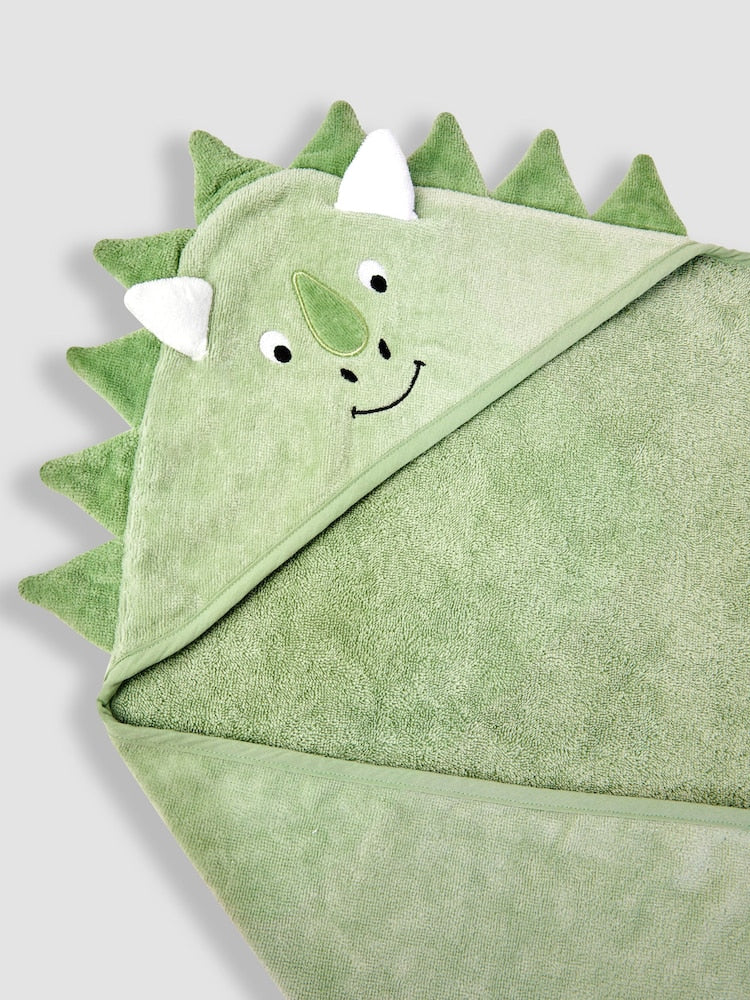 JoJo Maman Bébé Green Dino Character Hooded Towel - Size One
