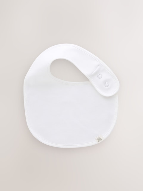 White 100% Cotton Baby Bibs 5 Pack - Size One