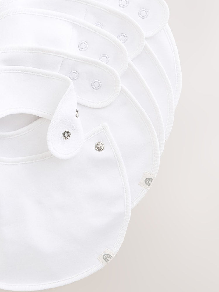 White 100% Cotton Baby Bibs 5 Pack