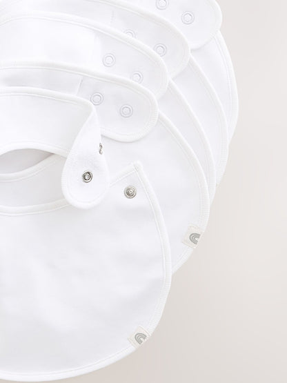 White 100% Cotton Baby Bibs 5 Pack