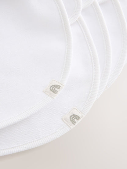 White 100% Cotton Baby Bibs 5 Pack - Size One