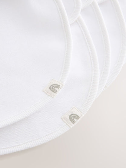 White 100% Cotton Baby Bibs 5 Pack - Size One