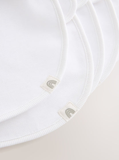 White 100% Cotton Baby Bibs 5 Pack