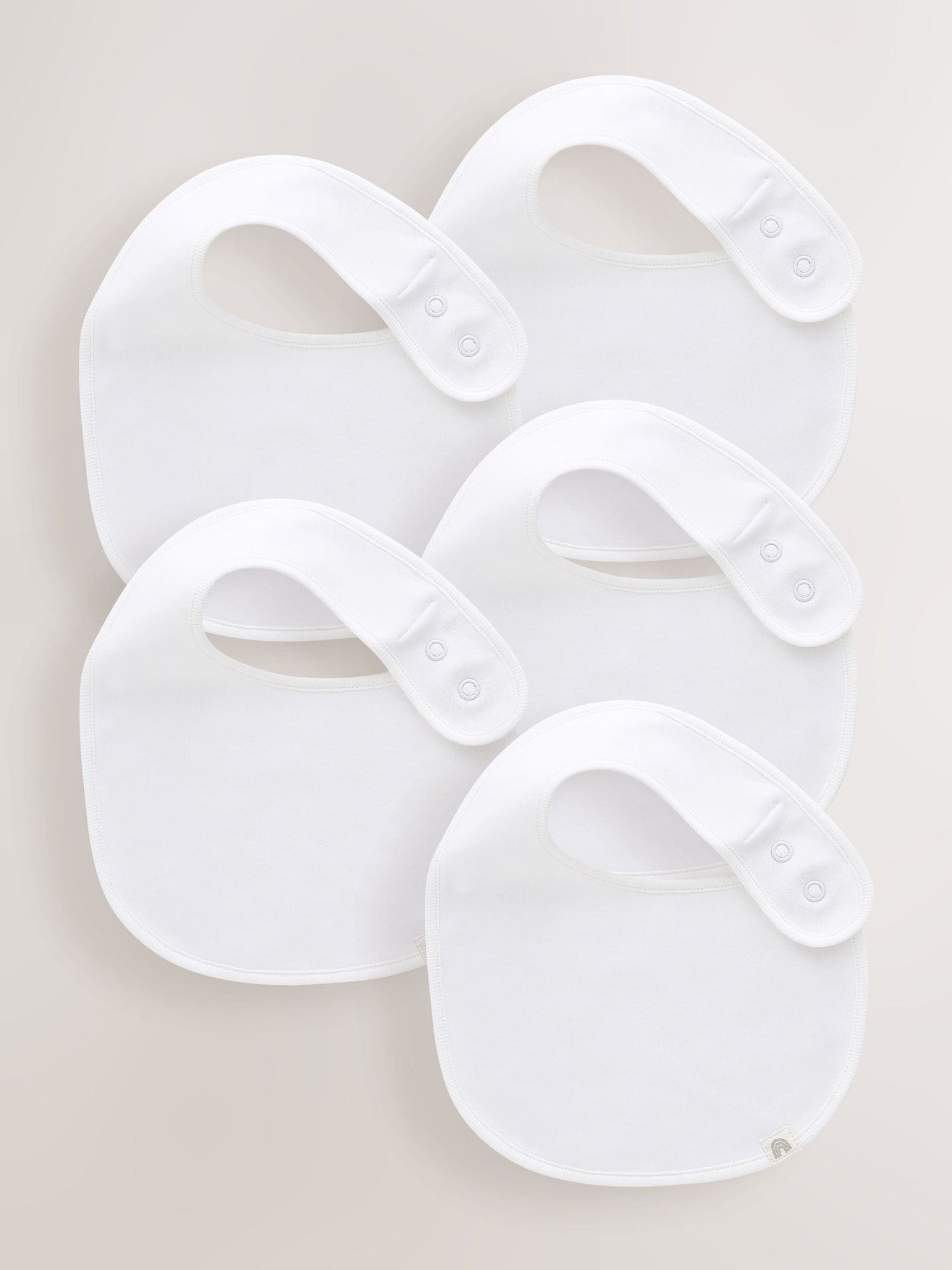 White 100% Cotton Baby Bibs 5 Pack - Size One - Default 1