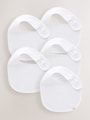 White 100% Cotton Baby Bibs 5 Pack - Size One