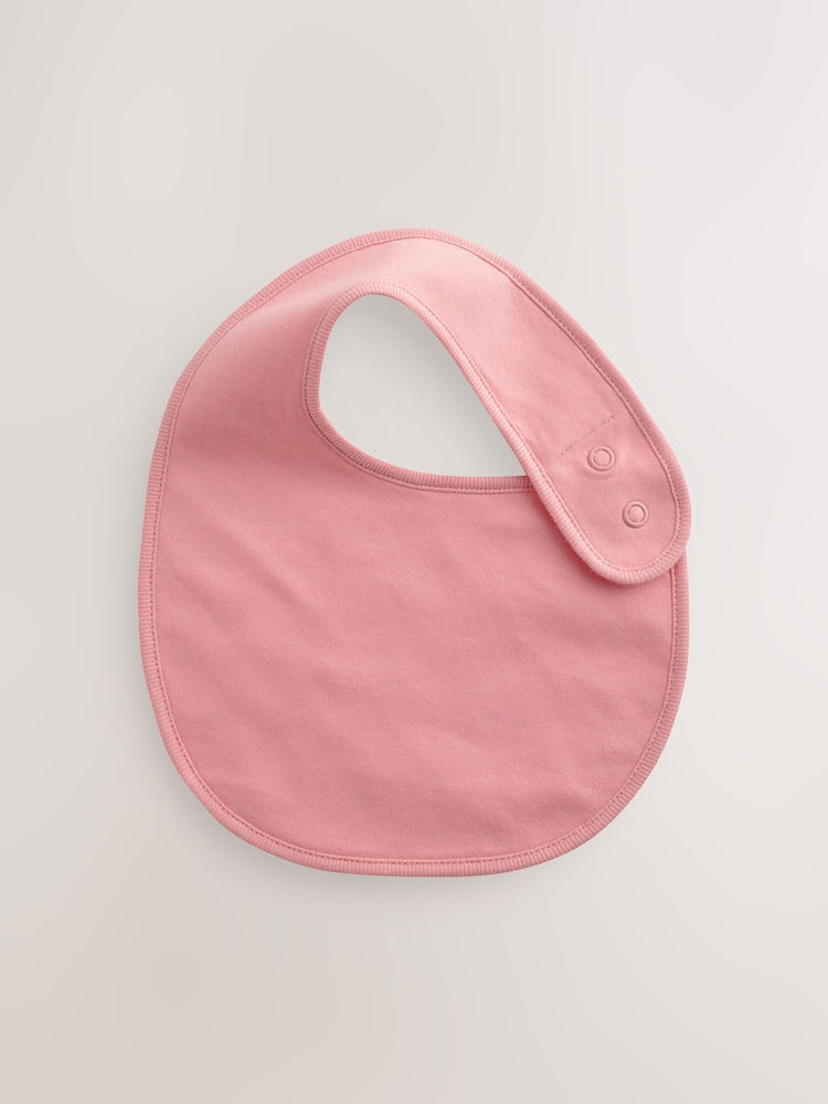 Pink Plain 5 Pack Baby Bibs - Size One