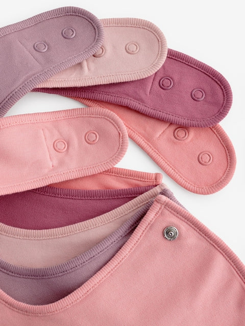Pink Plain 5 Pack Baby Bibs - Size One