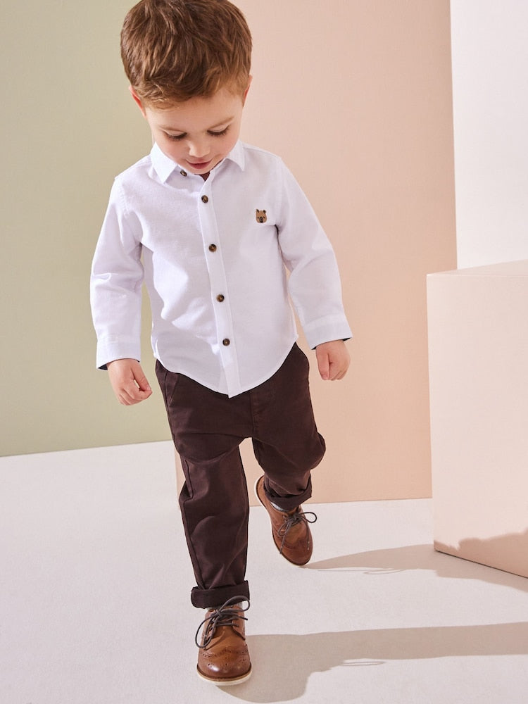 White Character Long Sleeve Oxford Shirt (3mths-7yrs)