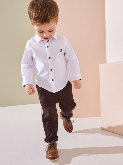 White Character Long Sleeve Oxford Shirt (3mths-7yrs)