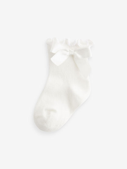 Pink Bow Baby Socks 5 Pack - Size 50cm (First Size)