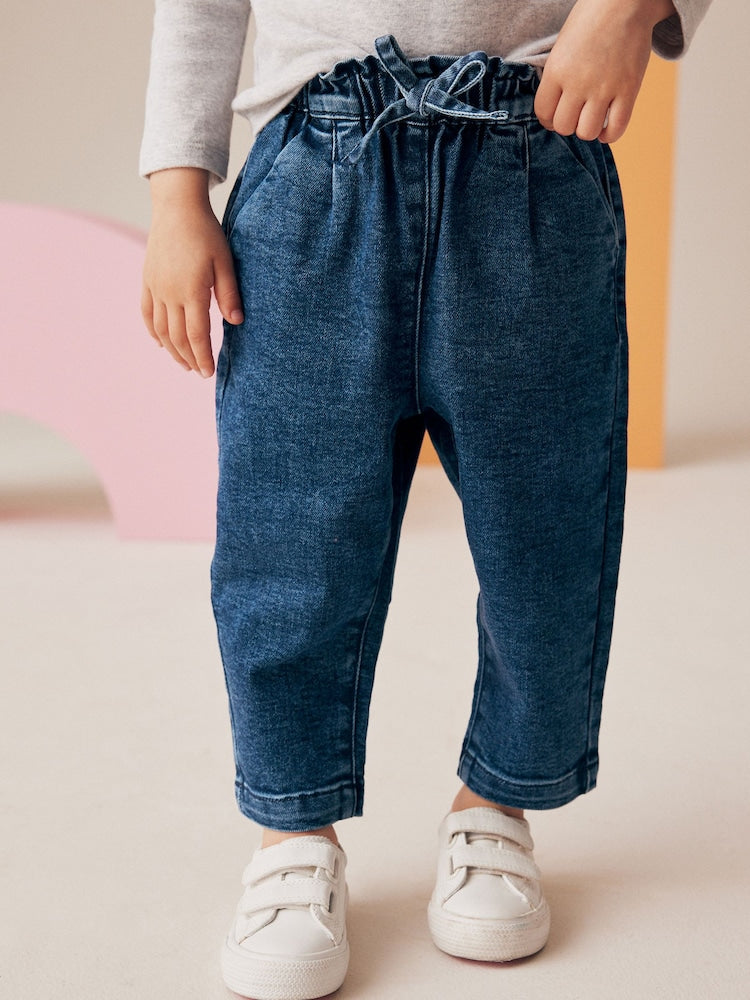 Denim Tie Waist Jeans (3mths-7yrs) - Denim / 12-18 Months (80-86cm)