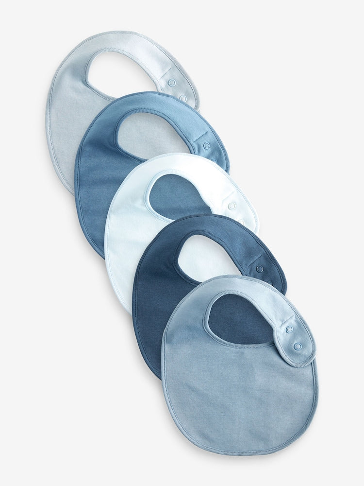 Blue Baby 100% Cotton Bibs 5 Pack - Up to 1 Month (50-56cm)
