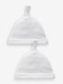 White Velour Baby Tie Top Hats 2 Pack (0-12mths) - Up To 3 Months (50 - 62cm)